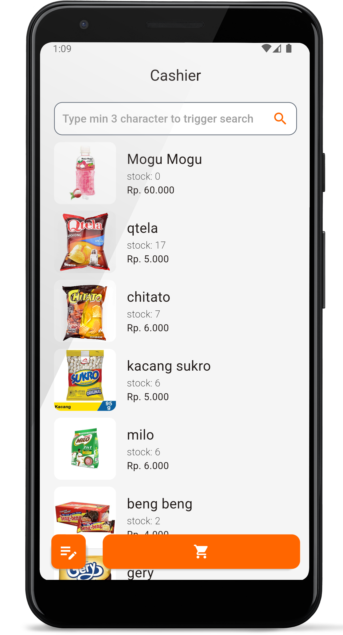 Mobile-friendly Uzazon POS checkout screen